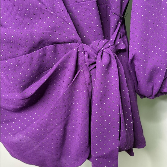 NWT New York & Company Purple Ruffle Sleeve Blouse large - Picture 7 of 12